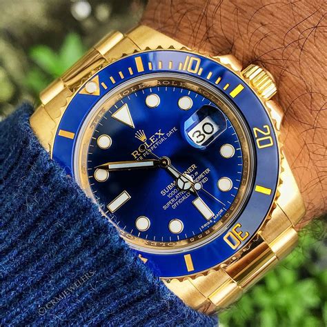 blue face rolex gold